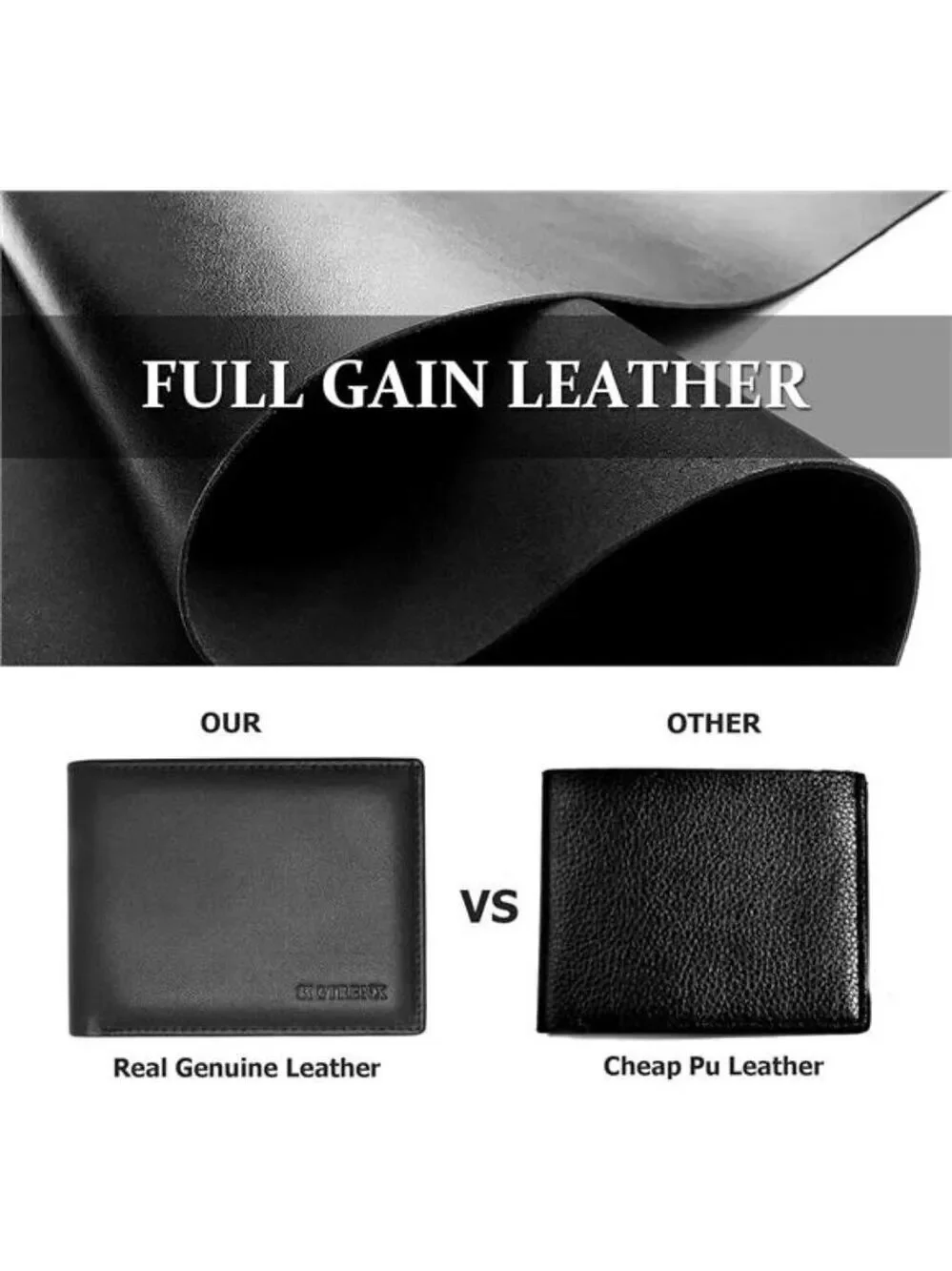 Mens Leather Wallet Bifold RFID Blocking 10 Card Slots 2 ID Windows Gift